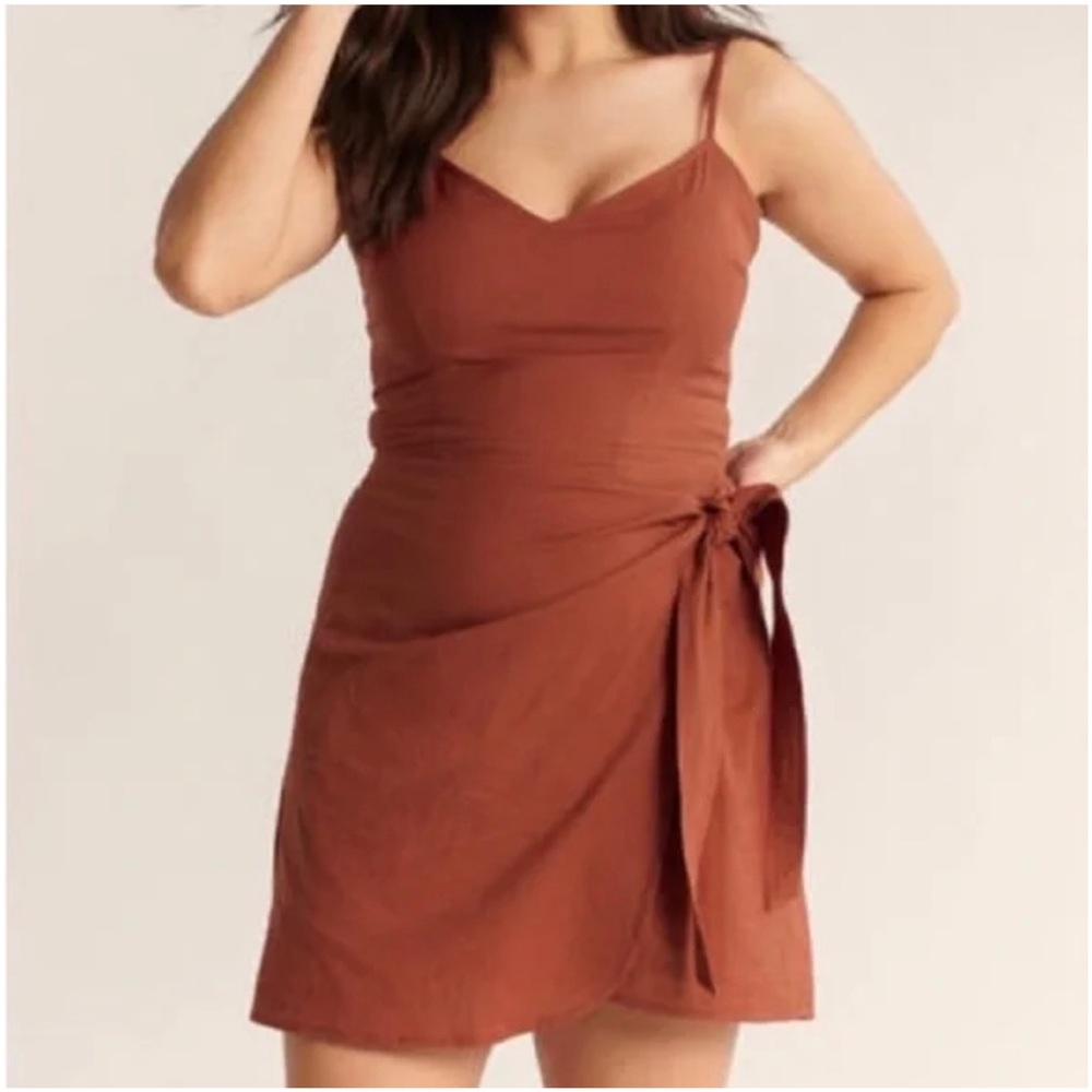 Abercrombie Burnt Orange Linen Wrap Dress